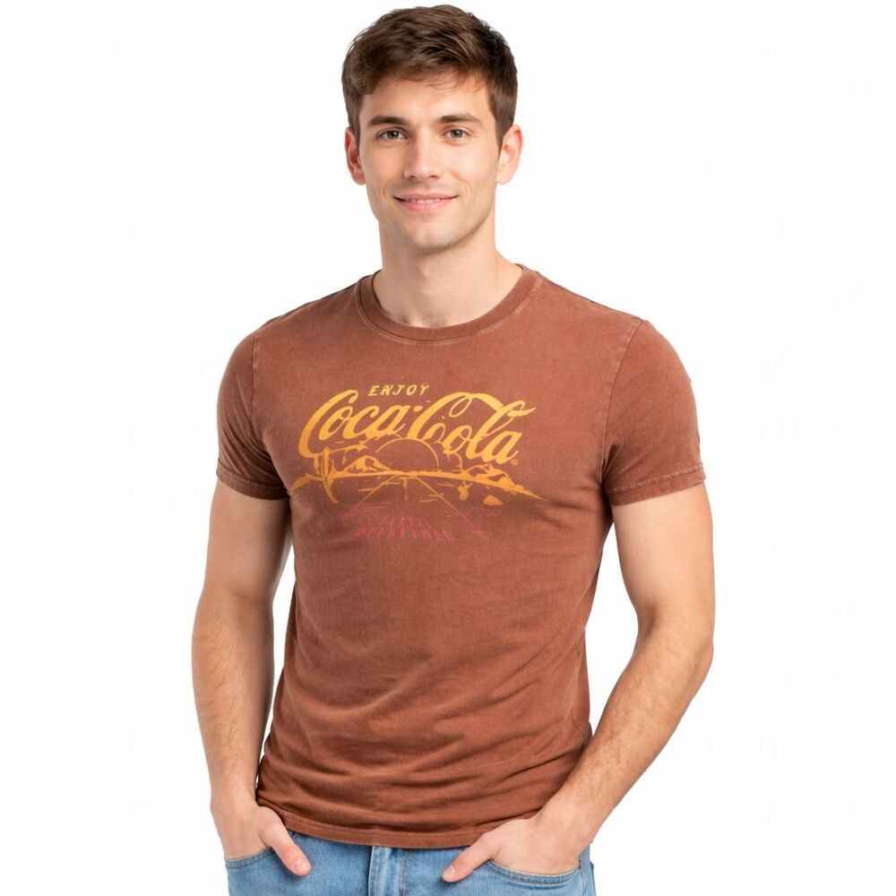 Coca-Cola Lucky Brand Road Tshirt Mens Medium Cinnamon Brown Cotton New